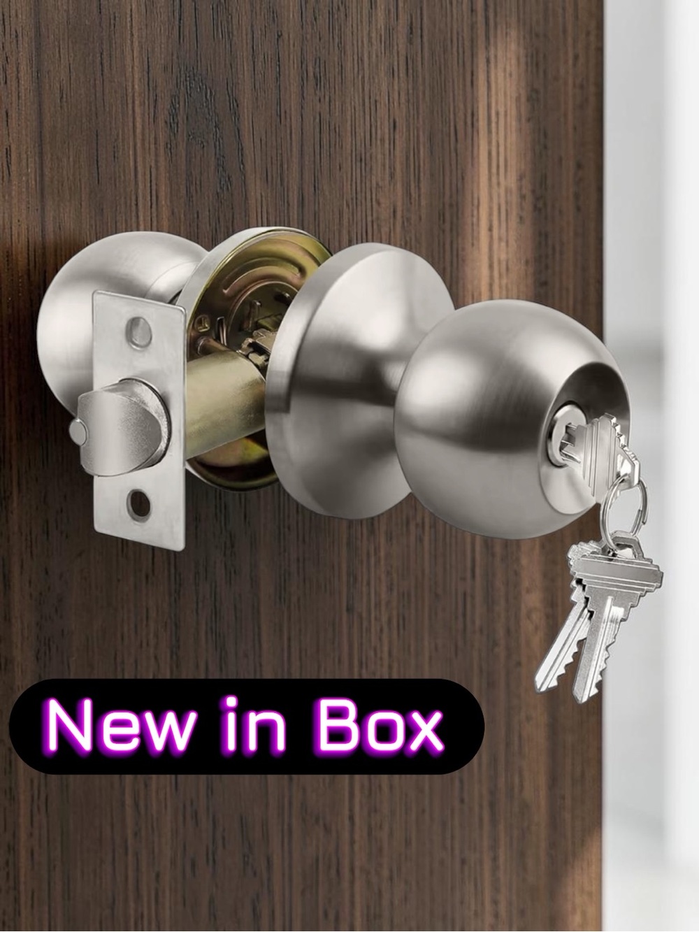 🚪🔑 BESTTEN Keyed Entry Door Knob with Lock – Satin Nickel